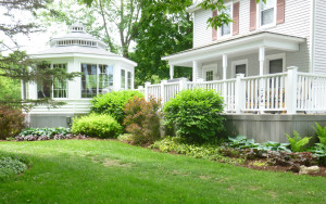 Large gazebo and deck added to the front of a house